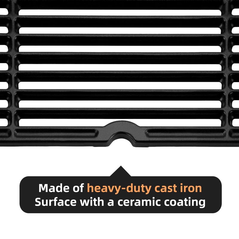 GGC 18 1/4 Inch Grid Grate Replacement for Charbroil, Coleman, Kenmore, Master Forge, Thermos, Uniflame, Master Forge and Others, 2 PCS Porcelain Coated Cast Iron Cooking Grid (18 1/4 x 13 1/8) - Image 3